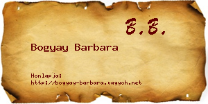 Bogyay Barbara névjegykártya
